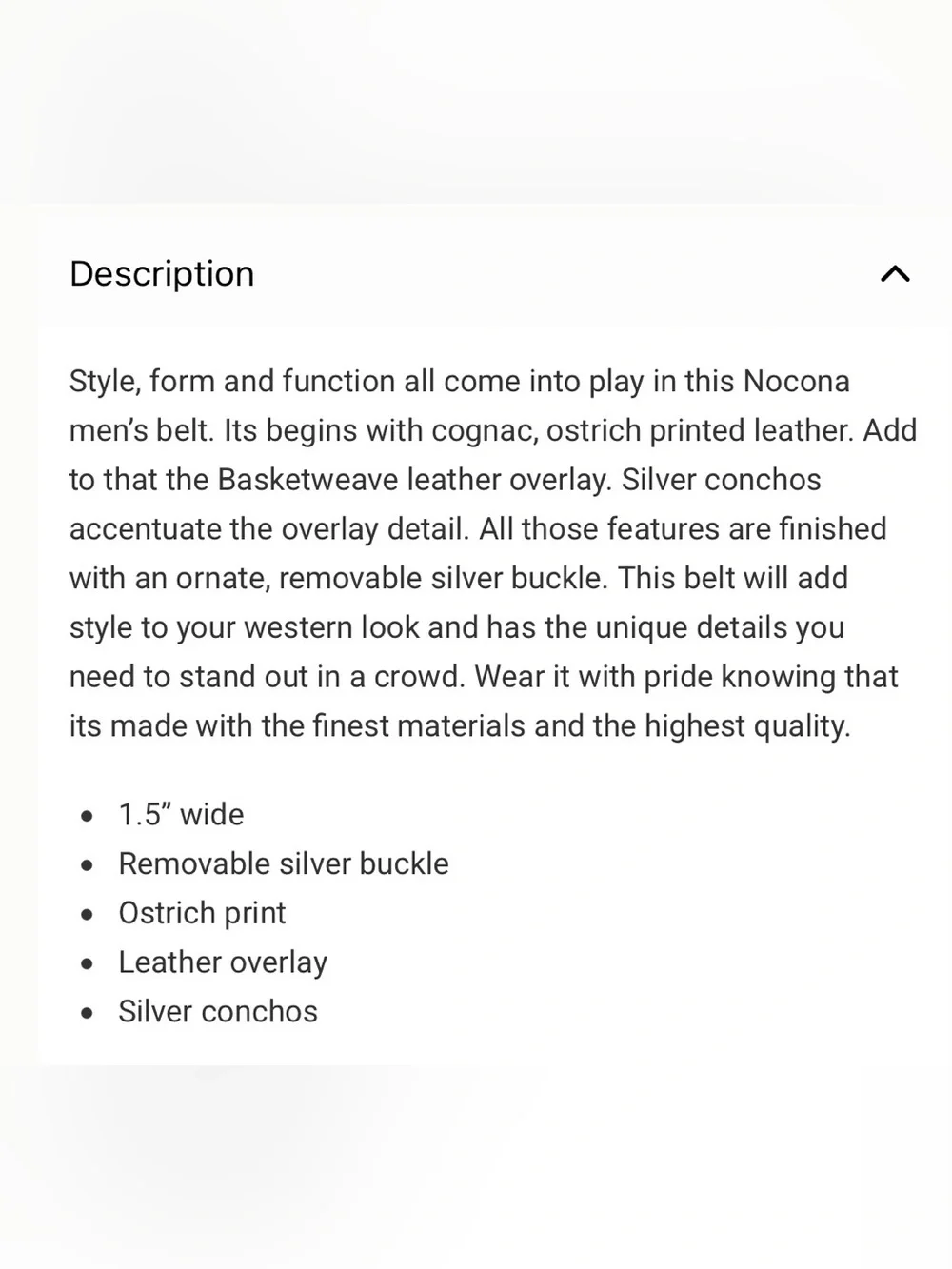 NOCONA cognac leather Western belt